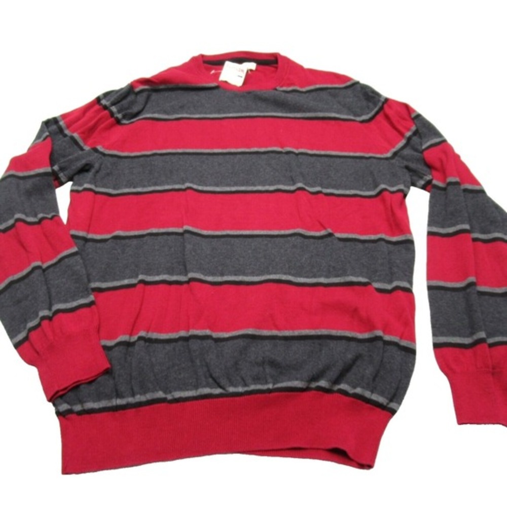 British Khaki Sweater Mens XL Red Striped Cotton Crew Neck Knit Pullover NEW‎